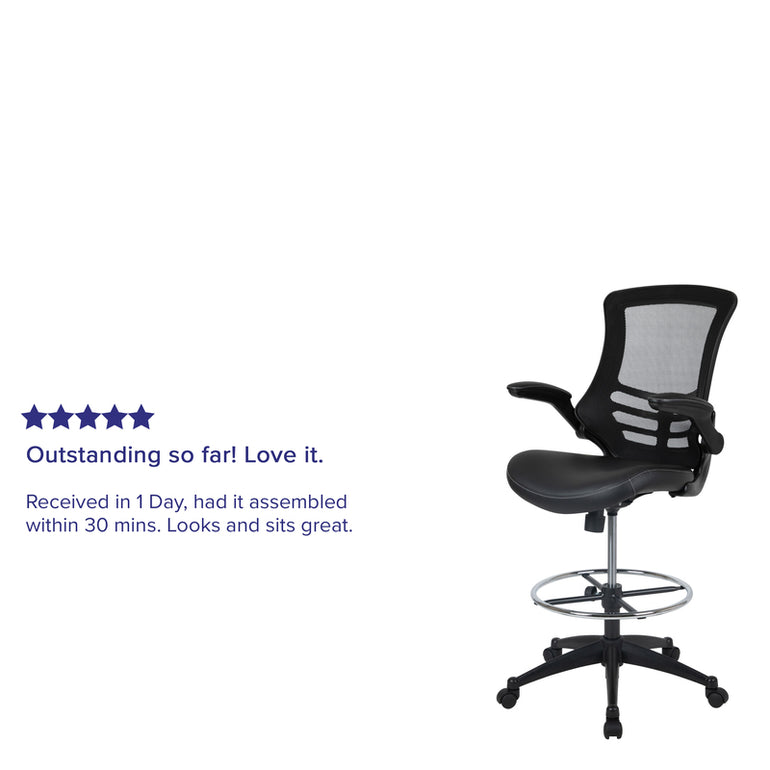 Mid-Back  Ergonomic Drafting Chair. LeatherSoft Seat | Sit Healthier