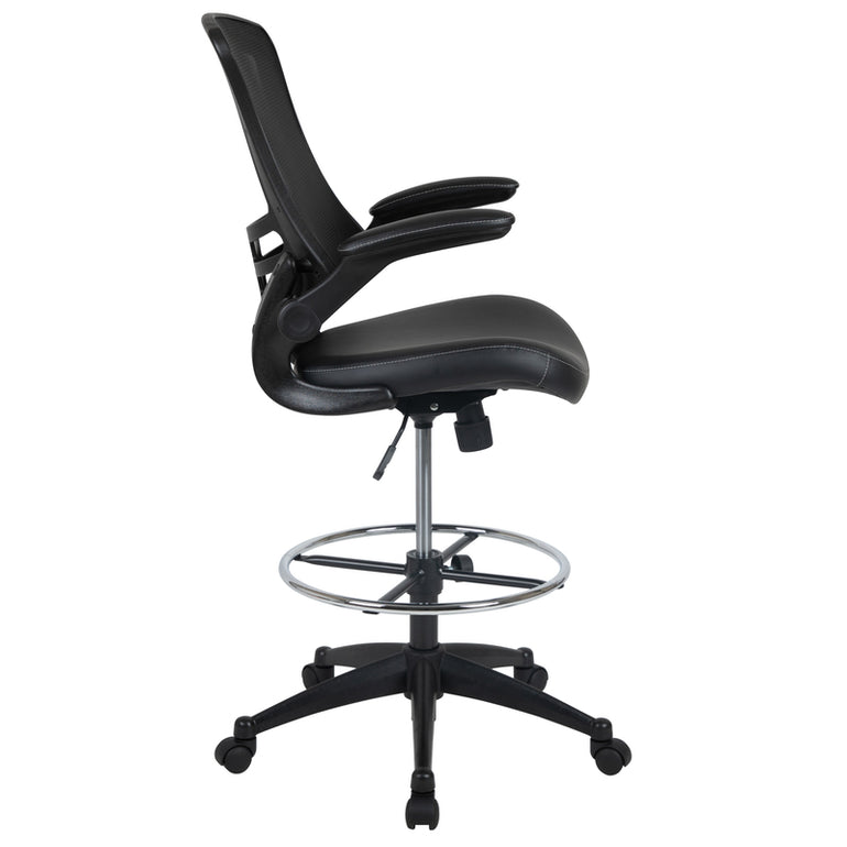 Mid-Back  Ergonomic Drafting Chair. LeatherSoft Seat | Sit Healthier