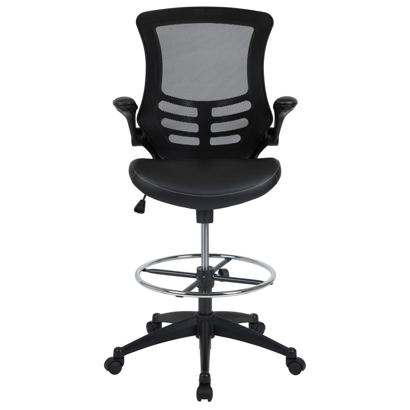 Mid-Back  Ergonomic Drafting Chair. LeatherSoft Seat | Sit Healthier