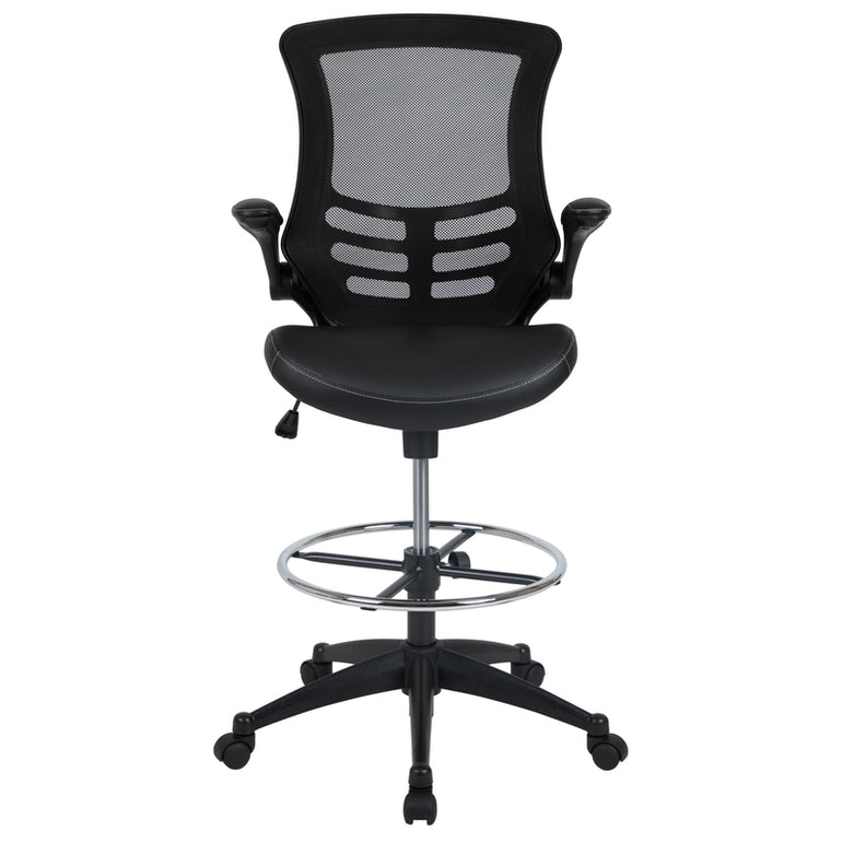Mid-Back  Ergonomic Drafting Chair. LeatherSoft Seat | Sit Healthier