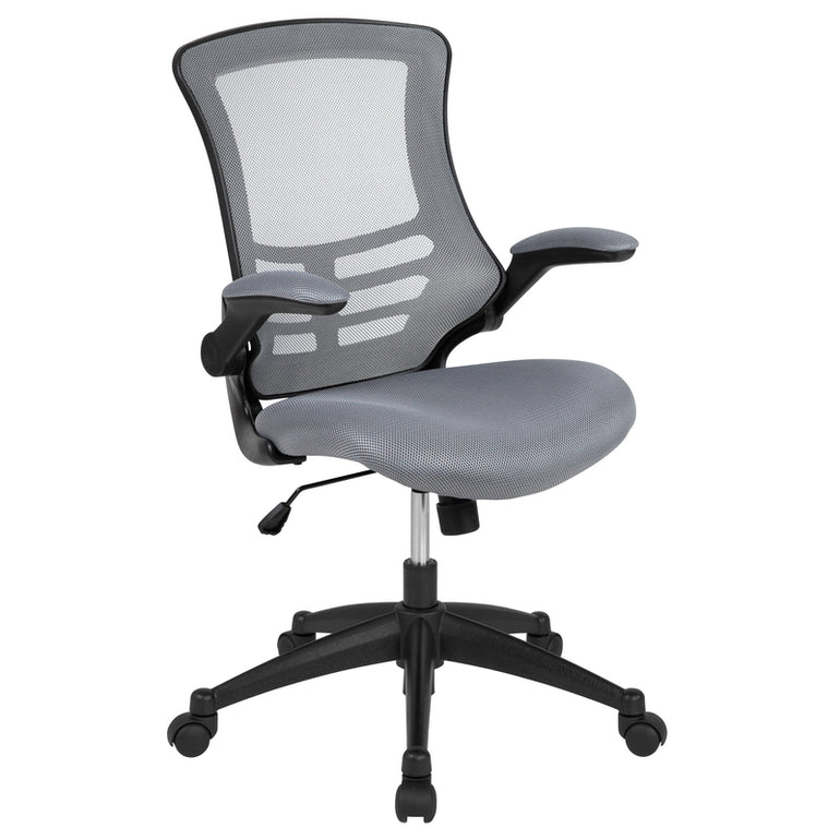 Mid-Back Blue Mesh Swivel Ergonomic Task Office Chair with Flip-Up Arms | Sit Healthier