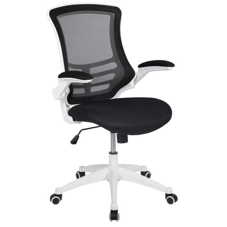 Mid-Back Blue Mesh Swivel Ergonomic Task Office Chair with Flip-Up Arms | Sit Healthier