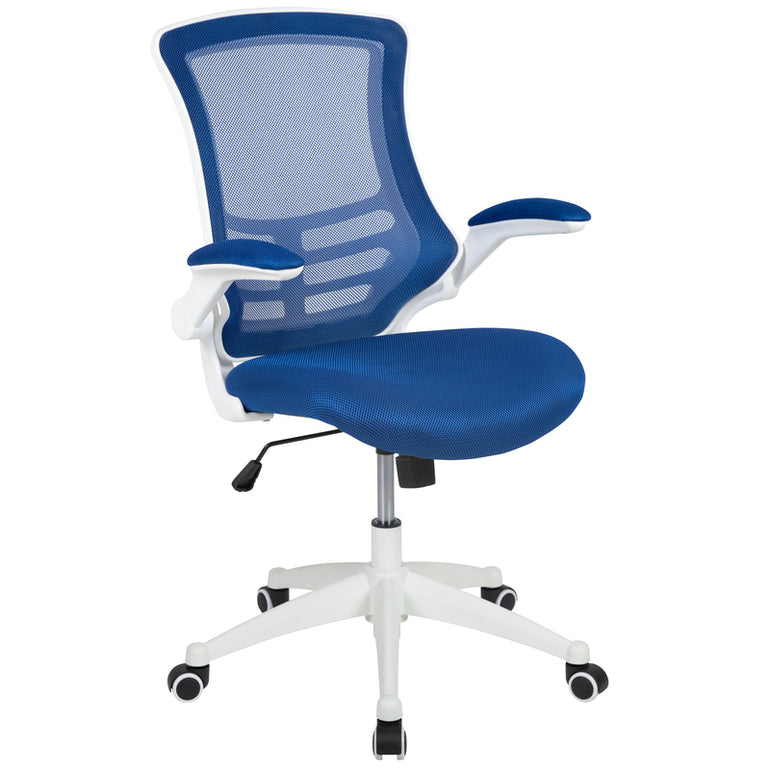 Mid-Back Blue Mesh Swivel Ergonomic Task Office Chair with Flip-Up Arms | Sit Healthier
