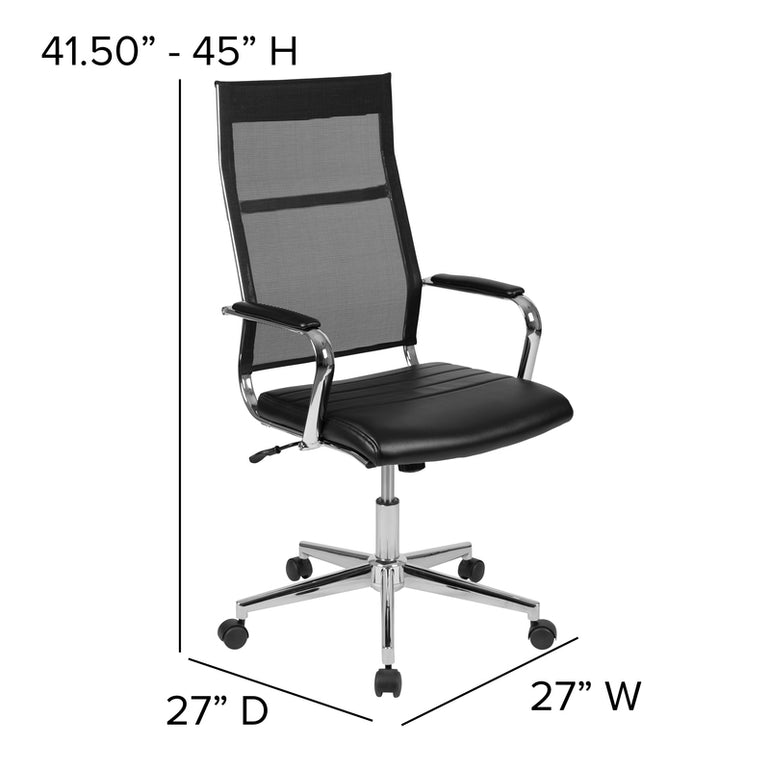 High Back Black Mesh Contemporary Swivel Office Chair | Sit Healthier