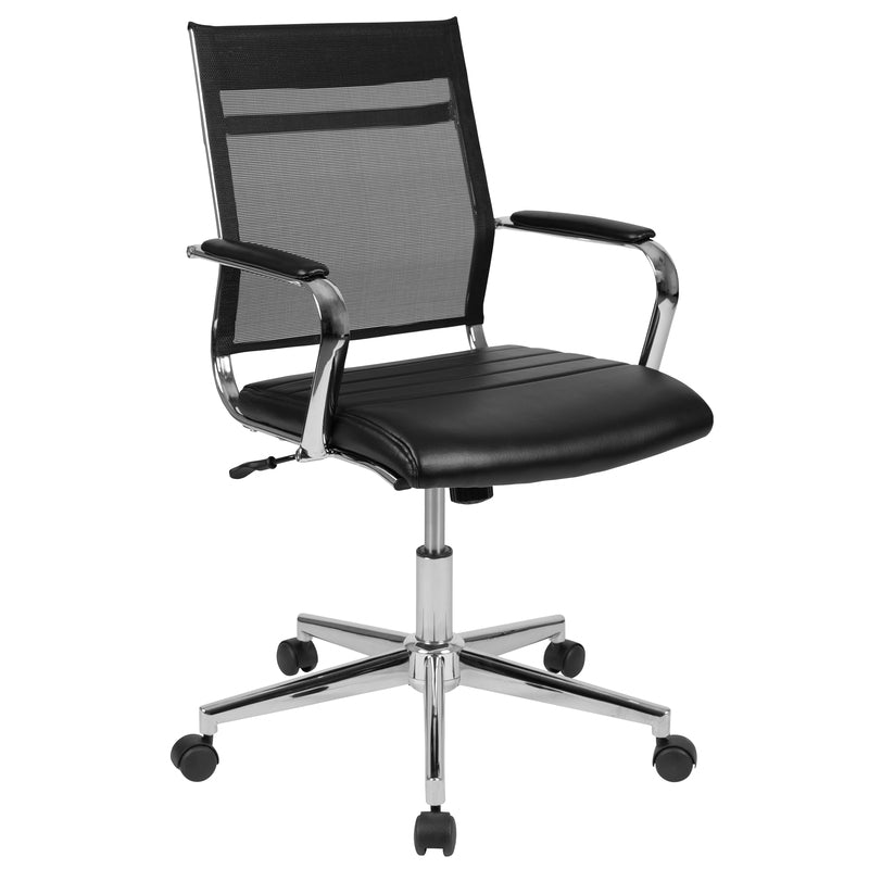 Mid-Back Black Mesh Contemporary Swivel Office Chair | Sit Healthier