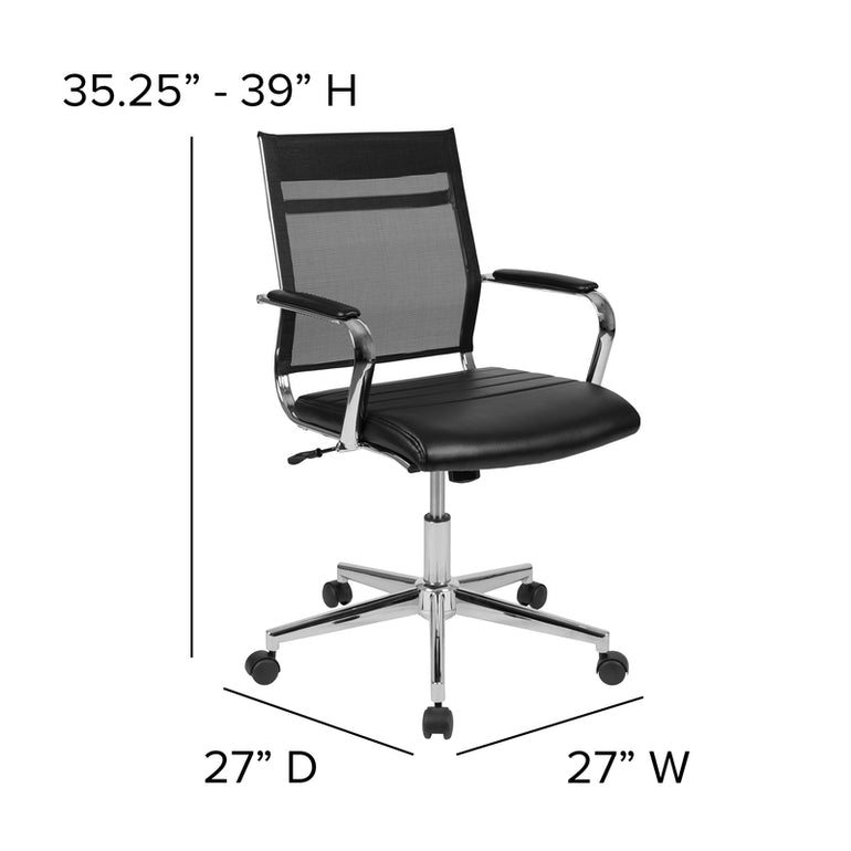 Mid-Back Black Mesh Contemporary Swivel Office Chair | Sit Healthier