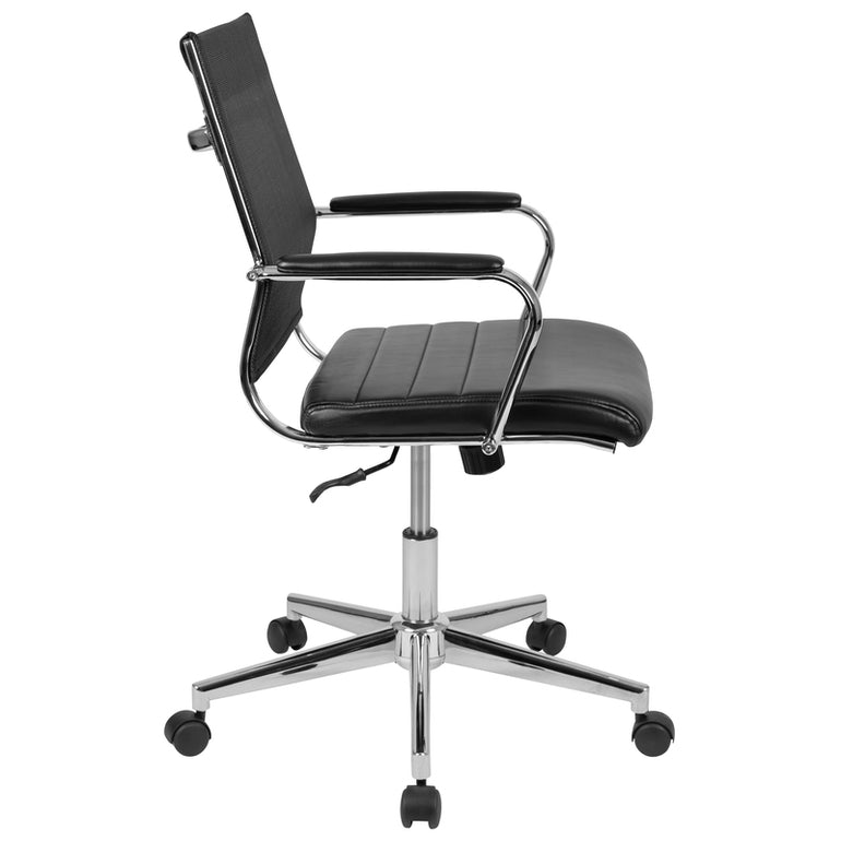 Mid-Back Black Mesh Contemporary Swivel Office Chair | Sit Healthier