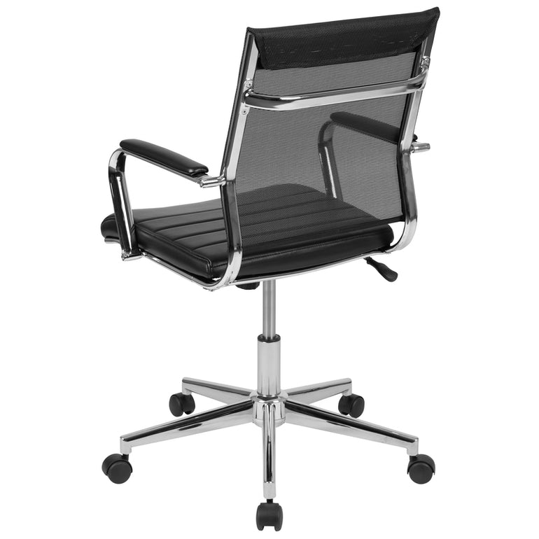 Mid-Back Black Mesh Contemporary Swivel Office Chair | Sit Healthier