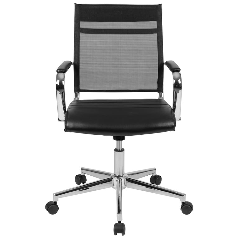 Mid-Back Black Mesh Contemporary Swivel Office Chair | Sit Healthier