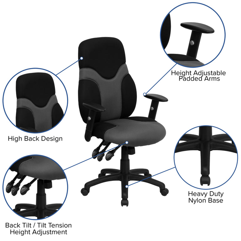 High Back Ergonomic Black and Gray Mesh Office Chair | Sit Healthier