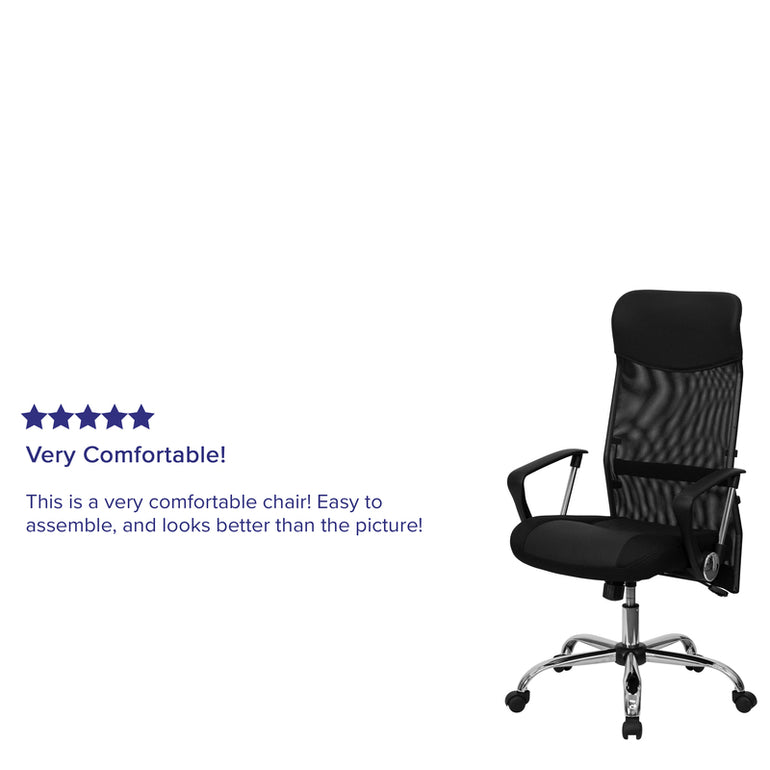 High Back Black Leather, Mesh Swivel Task Office Chair | Sit Healthier