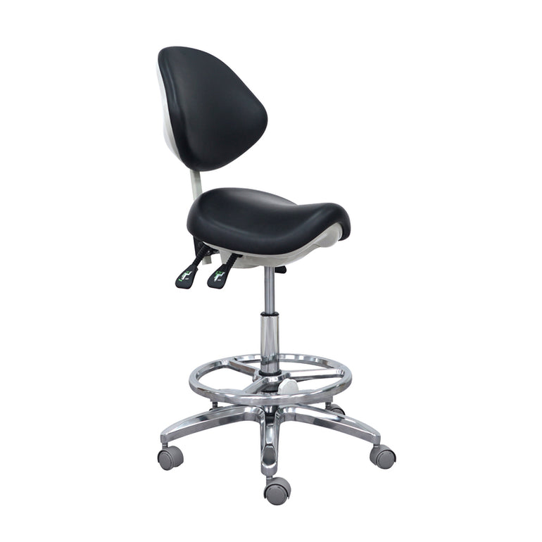 Saddle Style Dental Assistant Stool with Footrest | Sit Healthier