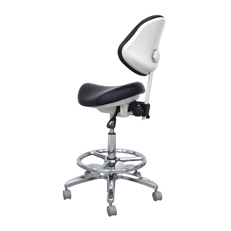 Saddle Style Dental Assistant Stool with Footrest | Sit Healthier