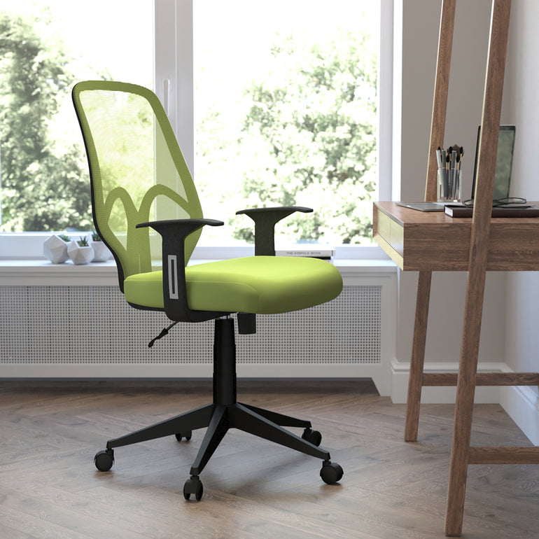 High Back Green Mesh Office Chair with Arms | Sit Healthier