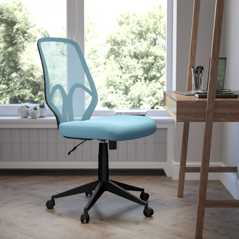High Back Light Blue Mesh Office Chair | Sit Healthier