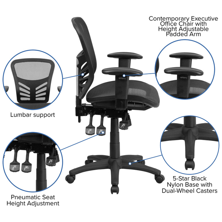 Mid-Back Mesh Multifunction Swivel Ergonomic Chair | Sit Healthier