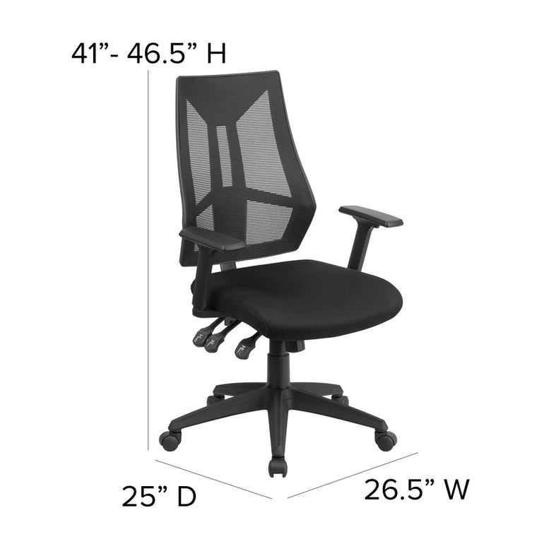 High Back Black Mesh Multifunction Task Office Chair | Sit Healthier