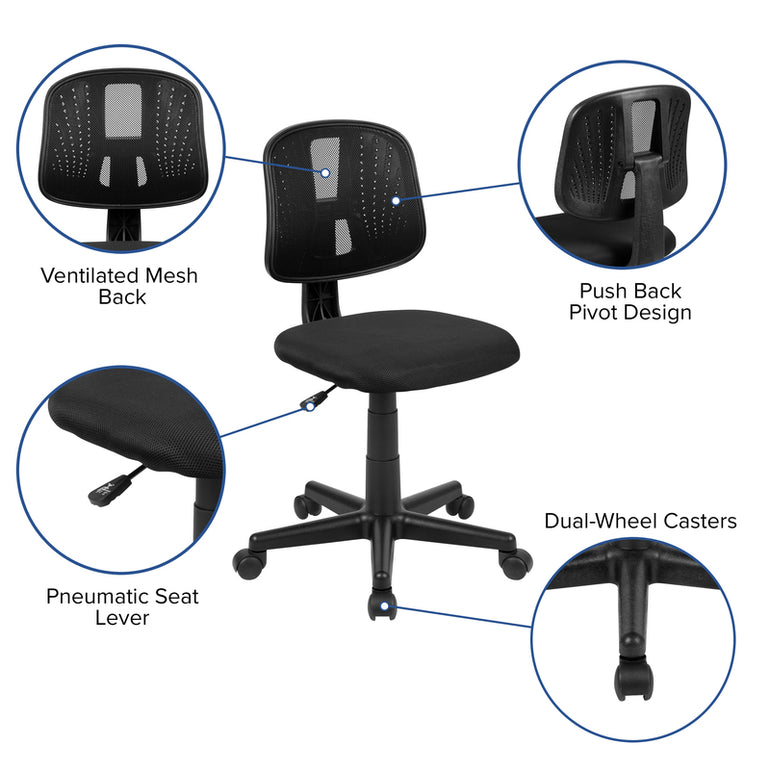 Mid-Back Black Mesh Swivel Task Office Chair | Sit healthier