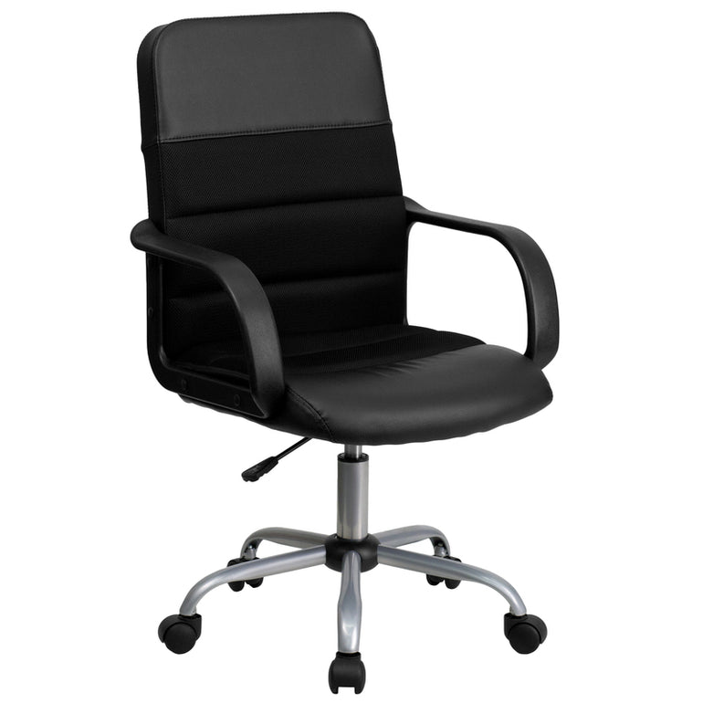 Mid-Back Black LeatherSoft and Mesh Office Chair | Sit Healthier 