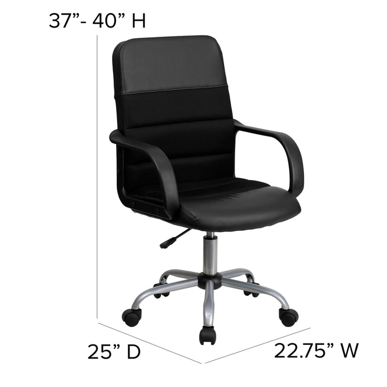 Mid-Back Black LeatherSoft and Mesh Office Chair | Sit Healthier 