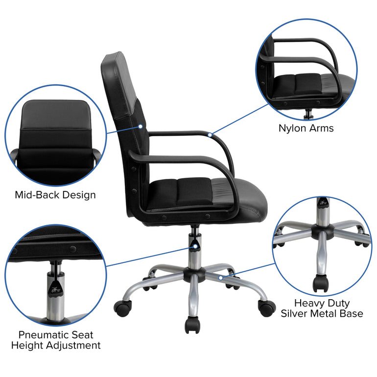 Mid-Back Black LeatherSoft and Mesh Office Chair | Sit Healthier 