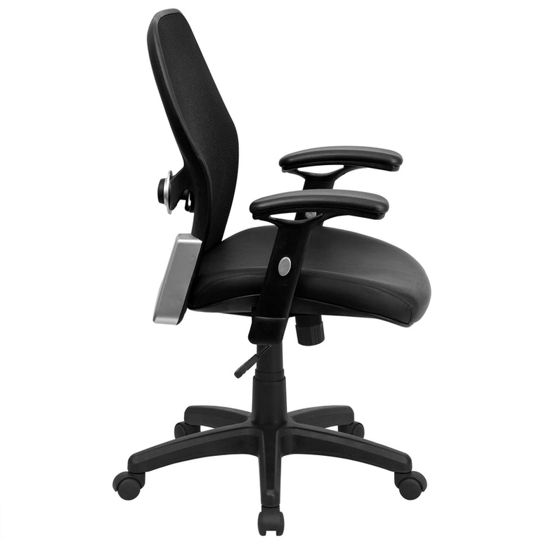 Mid-Back  Super Mesh  Office Chair with LeatherSoft Seat | Sit Healthier