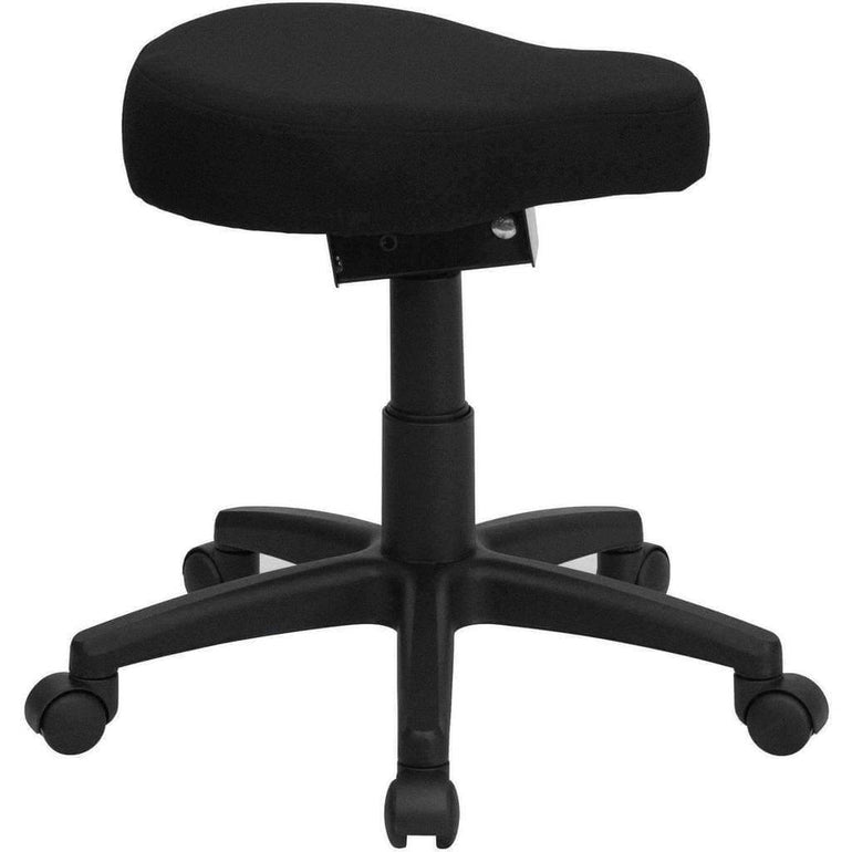 Black Saddle-Seat Utility Stool with Height and Angle Adjustment