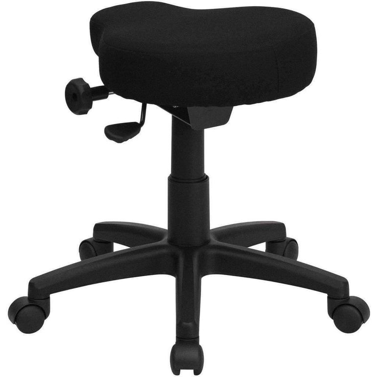 Black Saddle-Seat Utility Stool with Height and Angle Adjustment