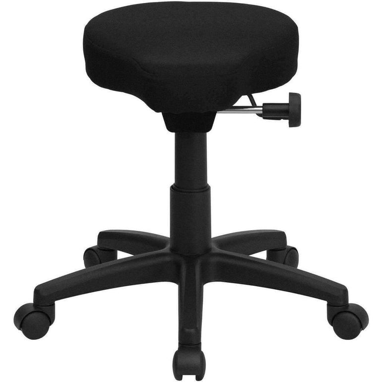 Black Saddle-Seat Utility Stool with Height and Angle Adjustment