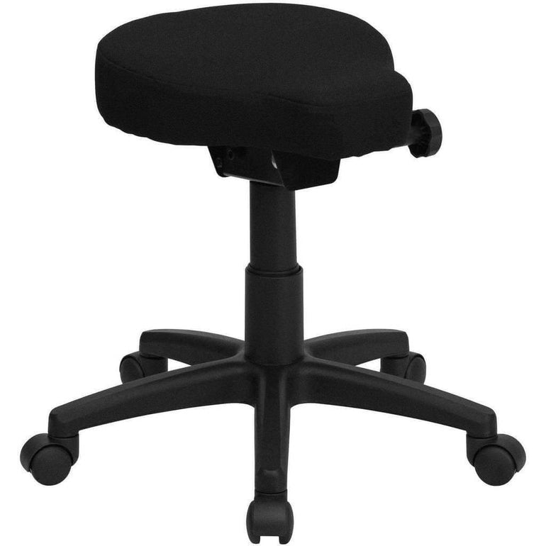 Black Saddle-Seat Utility Stool with Height and Angle Adjustment