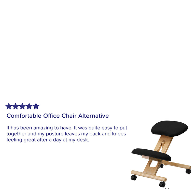 Mobile Wooden Ergonomic Kneeling Chair in Black Fabric | Sit Healthier