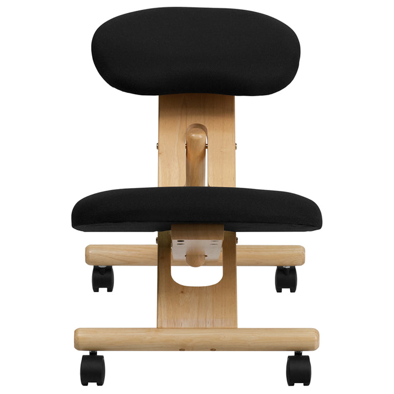 Mobile Wooden Ergonomic Kneeling Chair in Black Fabric | Sit Healthier