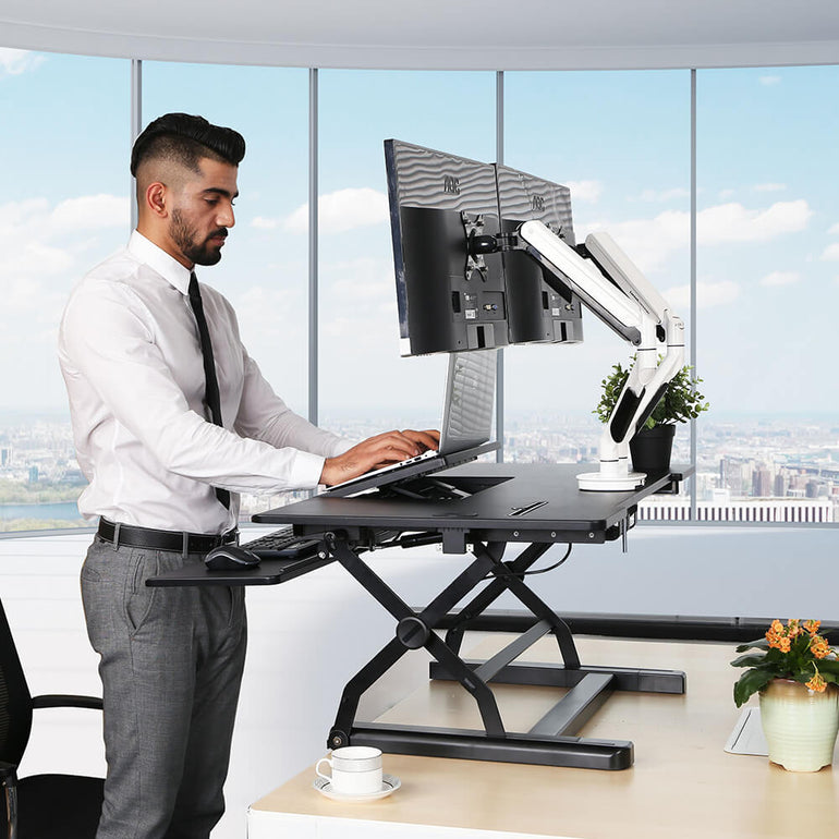 Charge & Stand 36″ Ergonomic Desk Riser with USB - Sit Healthier