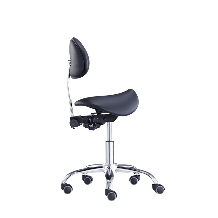 Divided Saddle Seat Stool with Backrest For Dental Hygienist - Sit Healthier