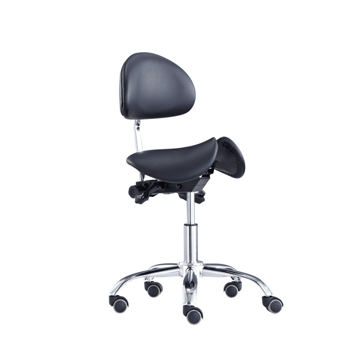 Divided Saddle Seat Stool with Backrest For Dental Hygienist - Sit Healthier