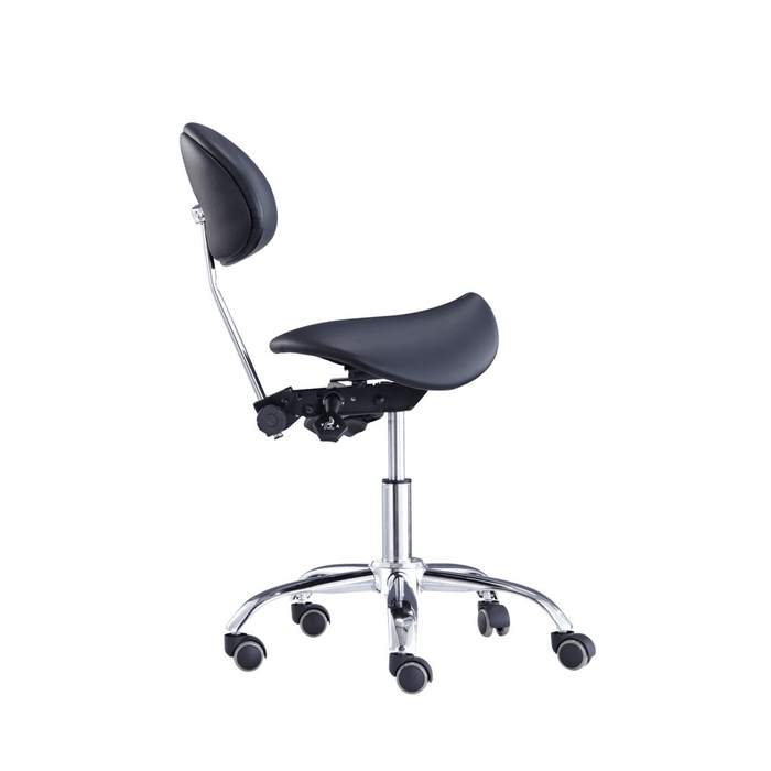 Divided Saddle Seat Stool with Backrest For Dental Hygienist - Sit Healthier