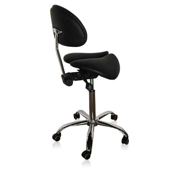 Divided Saddle Seat Stool with Backrest For Dental Hygienist - Sit Healthier