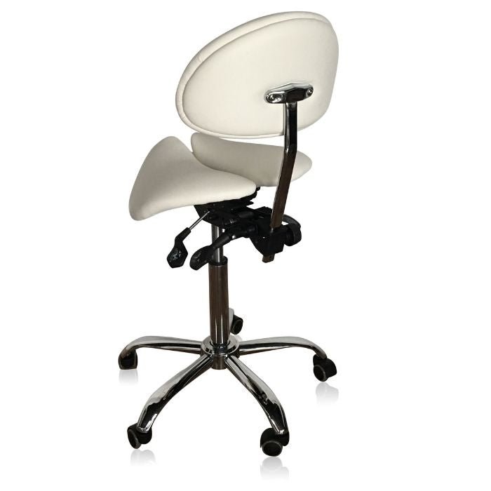 Divided Saddle Seat Stool with Backrest For Dental Hygienist - Sit Healthier