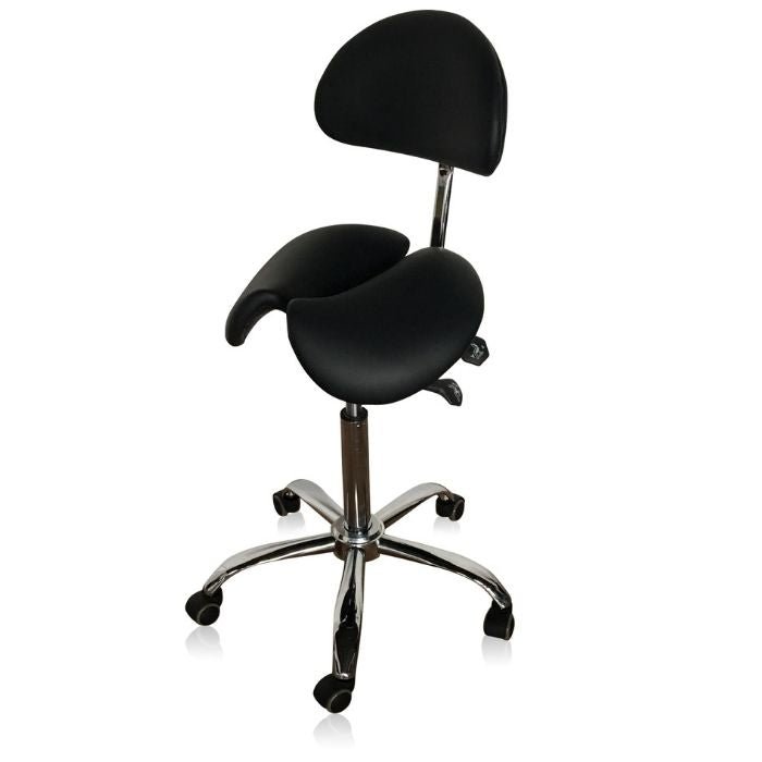 Divided Saddle Seat Stool with Backrest For Dental Hygienist - Sit Healthier