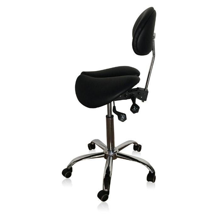 Divided Saddle Seat Stool with Backrest For Dental Hygienist - Sit Healthier