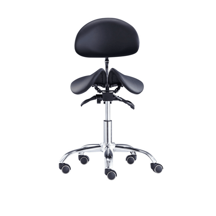 Divided Saddle Seat Stool with Backrest For Dental Hygienist - Sit Healthier