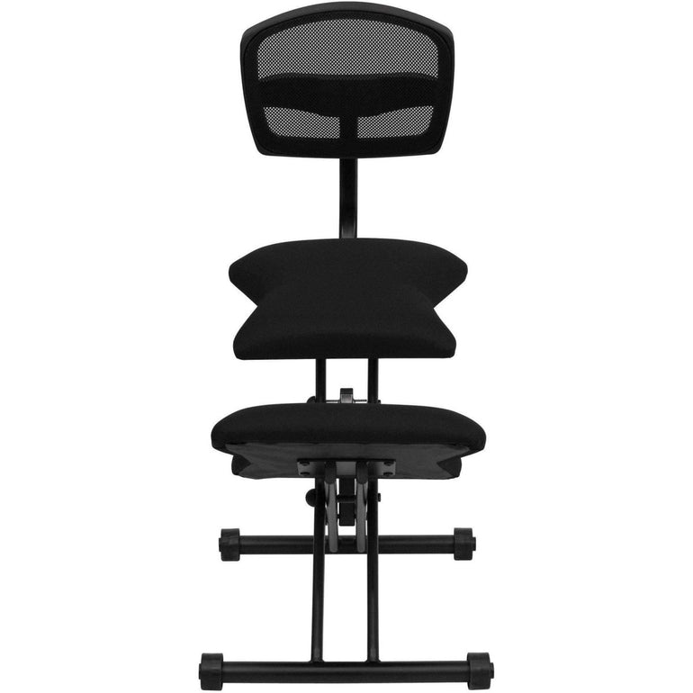 Ergonomic Kneeling Chair with Black Mesh Back and Fabric Seat - Sit Healthier