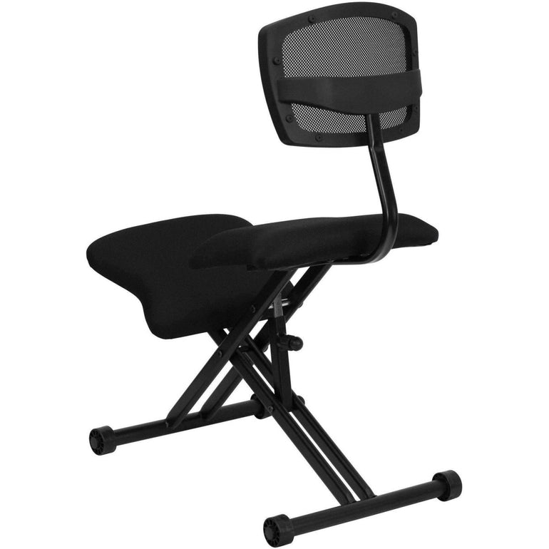 Ergonomic Kneeling Chair with Black Mesh Back and Fabric Seat - Sit Healthier