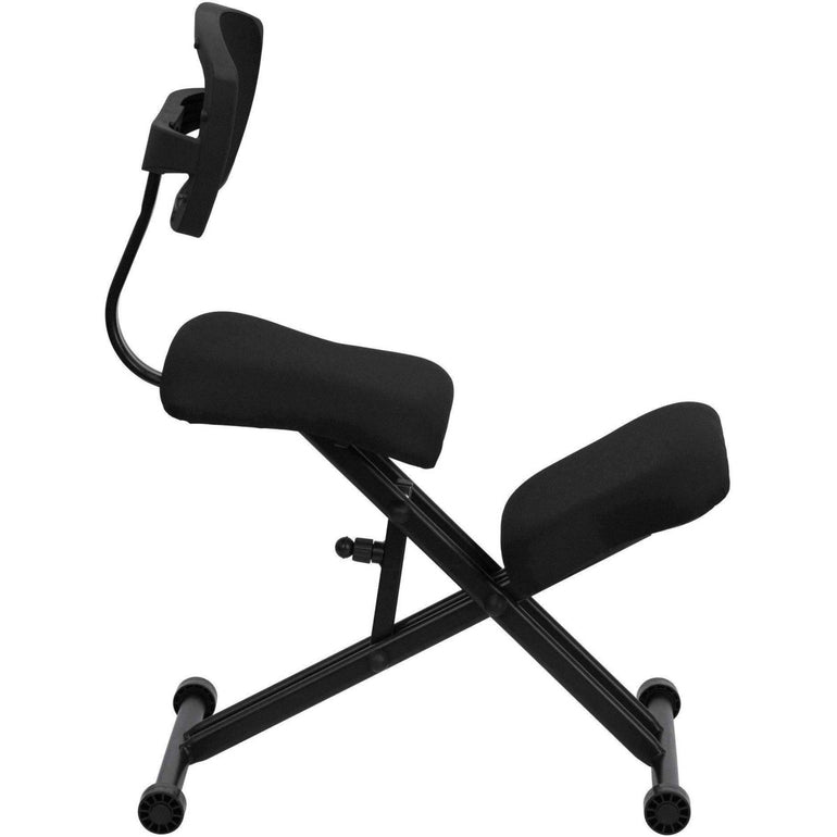 Ergonomic Kneeling Chair with Black Mesh Back and Fabric Seat - Sit Healthier