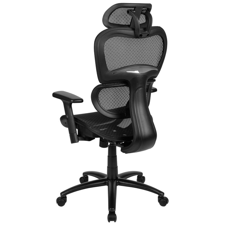 Ergonomic Mesh Office Chair with 2-to-1 Synchro-Tilt, Adjustable Headrest, Lumbar Support, and Adjustable Pivot Arms in Black - Sit Healthier