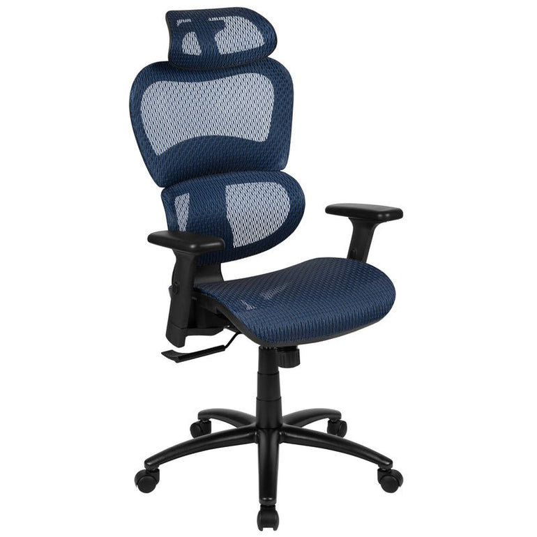Ergonomic Mesh Office Chair with 2-to-1 Synchro-Tilt, Adjustable Headrest, Lumbar Support, and Adjustable Pivot Arms in Black - Sit Healthier