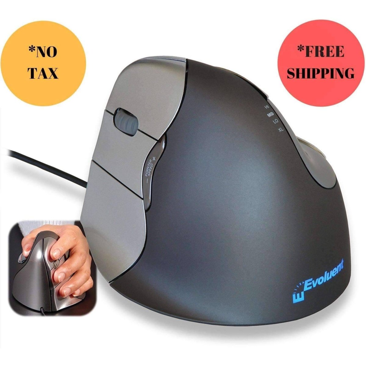 Evoluent Vertical Ergonomic Mouse 4 Left; VM4L - Sit Healthier