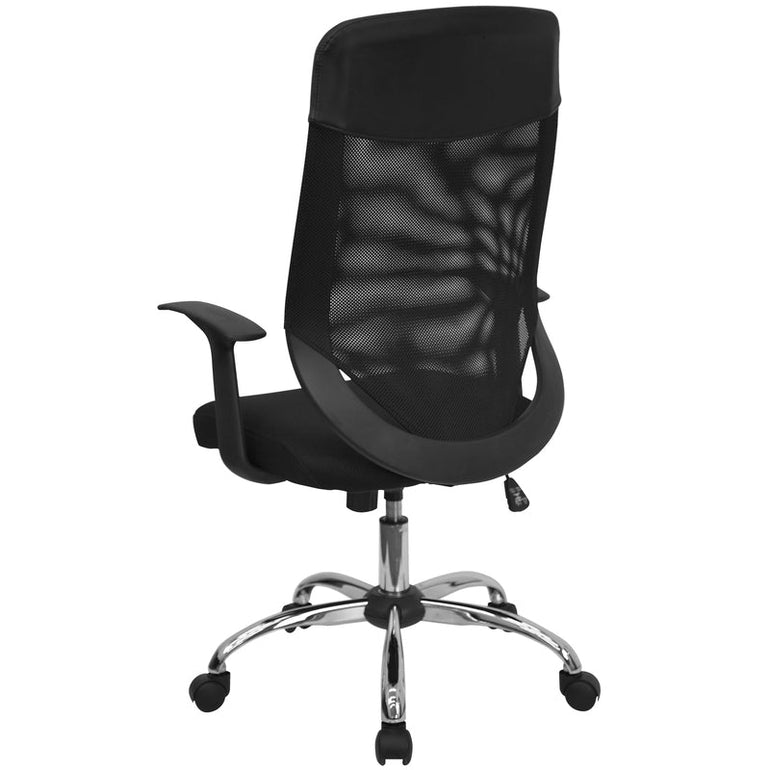 High Back Black Mesh Executive Swivel Office Chair with Arms - Sit Healthier
