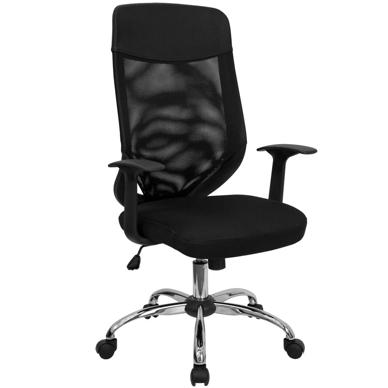 High Back Black Mesh Executive Swivel Office Chair with Arms - Sit Healthier