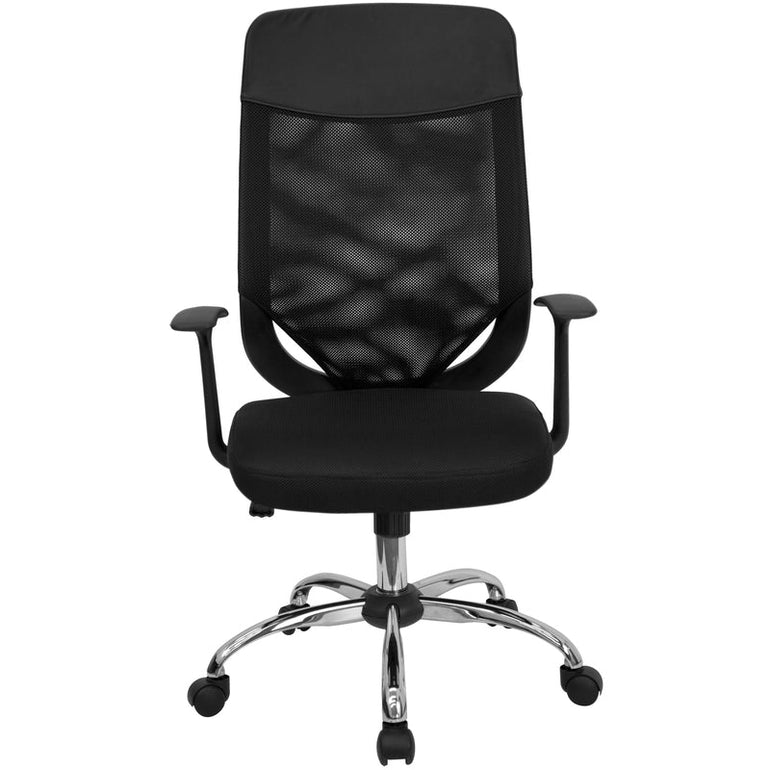 High Back Black Mesh Executive Swivel Office Chair with Arms - Sit Healthier